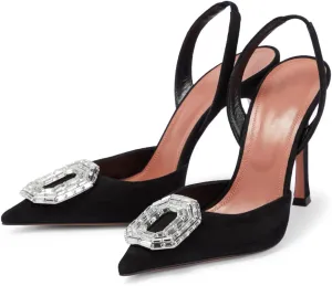 Vertundy Women's Rhinestone Slingback Pumps Pointed Toe Satin Crystal Stiletto High Heels Sandals Party Wedding Bride Pump Dress Shoes