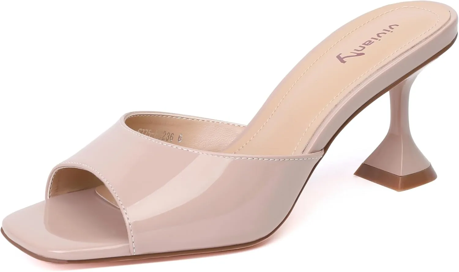 vivianly Womens Clear Heels Sandals Transparent Stiletto Heel Slippers Backless Peep Toe Slip on Heeled Mules