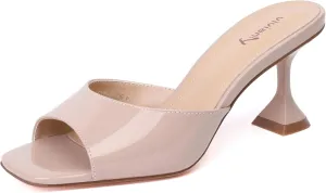 vivianly Womens Clear Heels Sandals Transparent Stiletto Heel Slippers Backless Peep Toe Slip on Heeled Mules