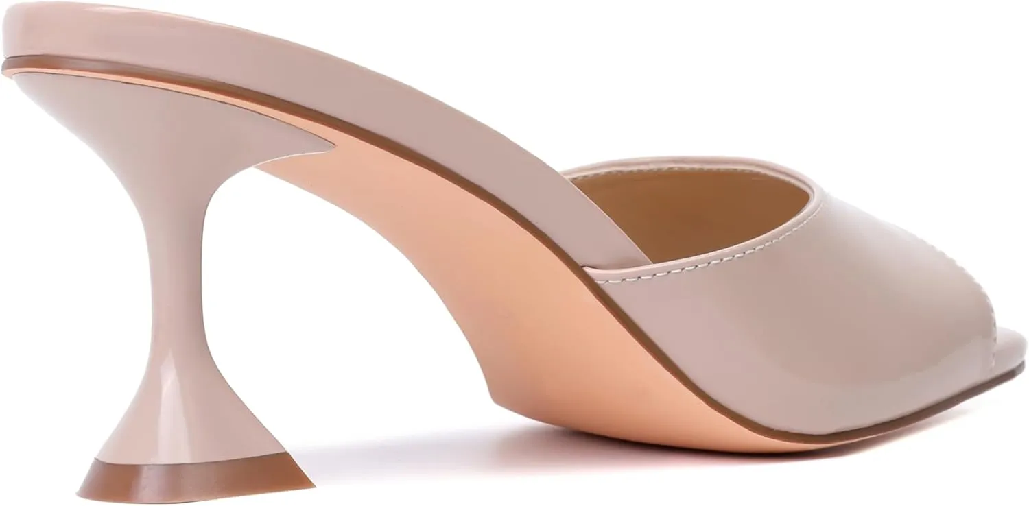 vivianly Womens Clear Heels Sandals Transparent Stiletto Heel Slippers Backless Peep Toe Slip on Heeled Mules