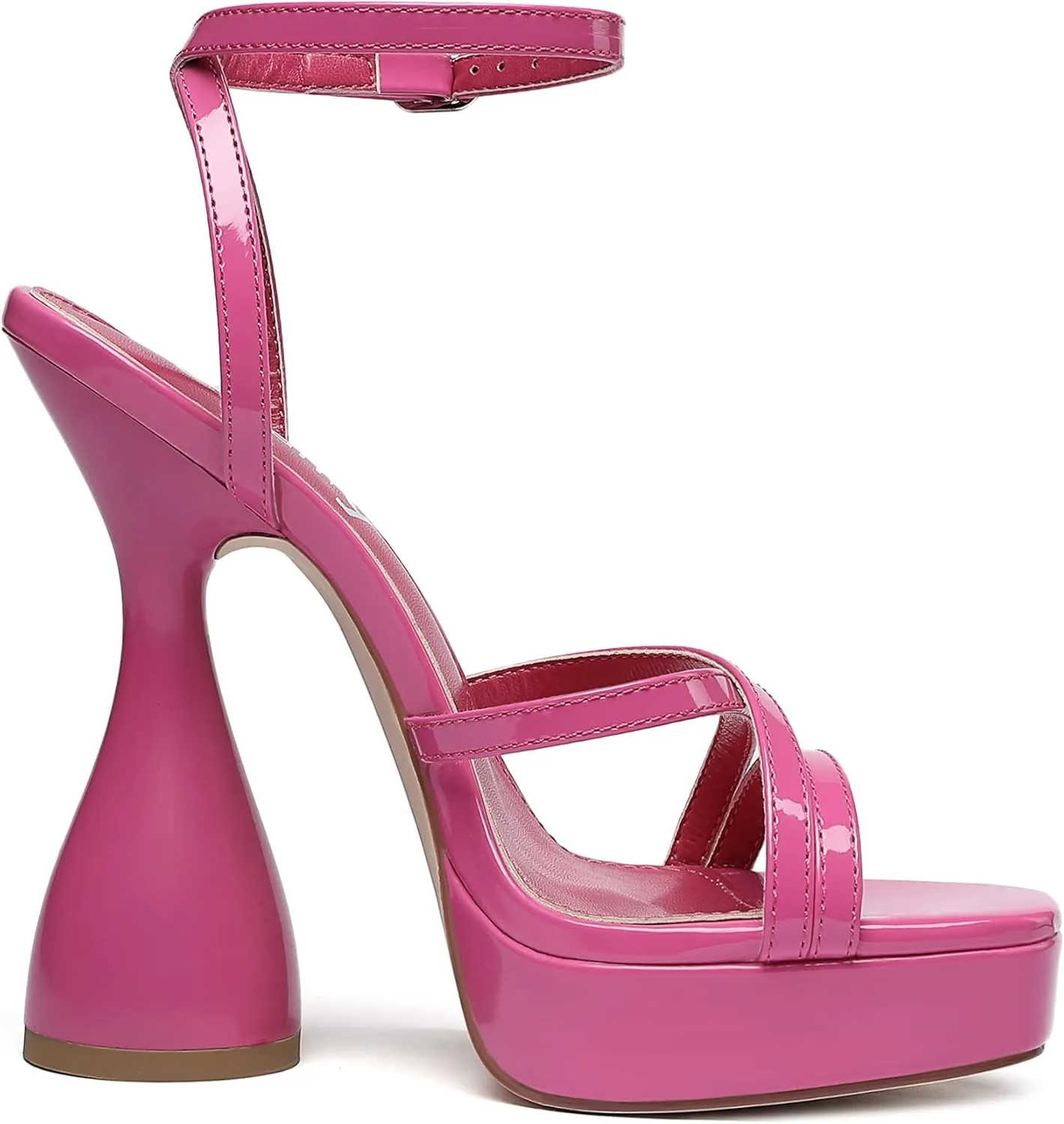vivianly Women's Square Toe Platform High Heels Ankle Strap Chunky Block Heeled Sandals