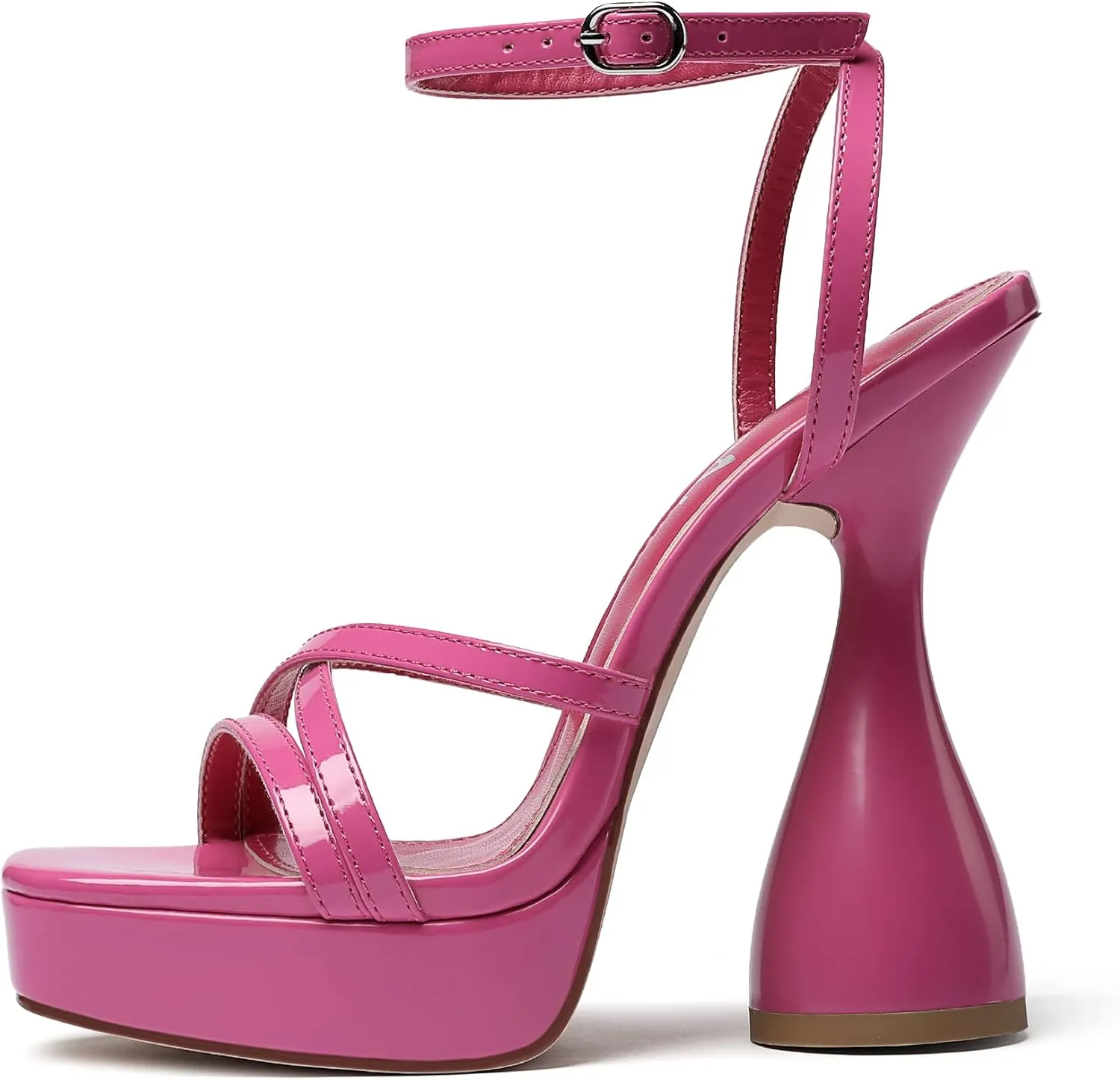 vivianly Women's Square Toe Platform High Heels Ankle Strap Chunky Block Heeled Sandals