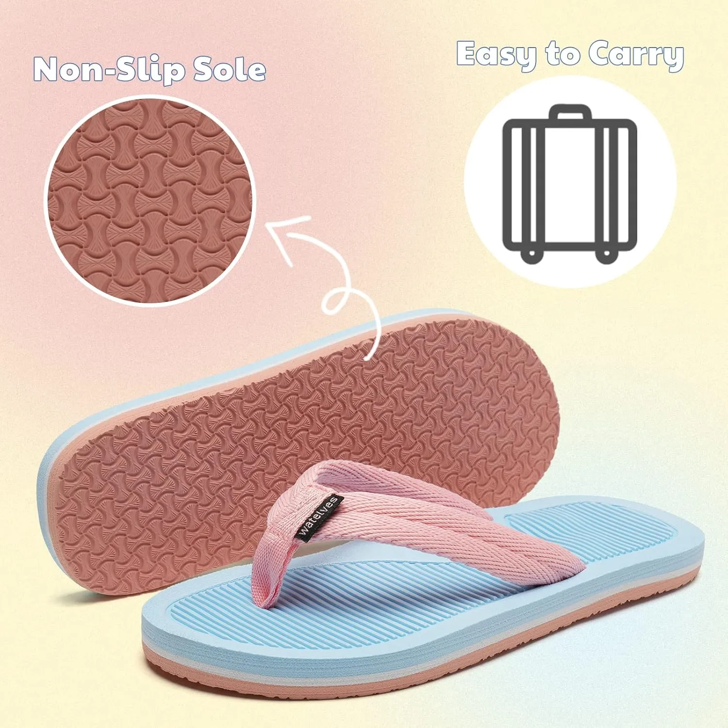 WateLves Girls Flip Flops Toddler Boys Girls Non-Slip Sport Sandals for Beach Swim Pool(Little Kid/Big Kid)