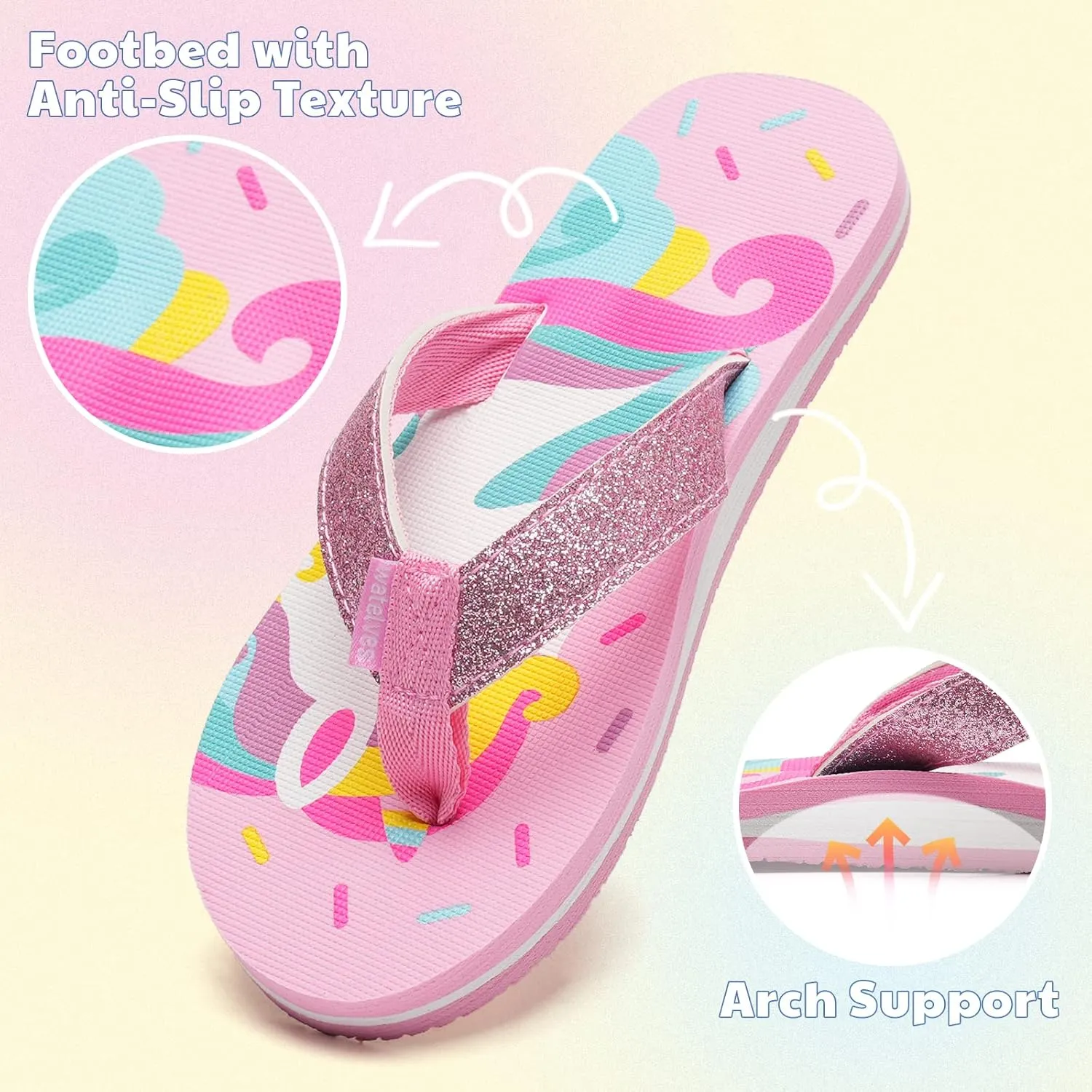 WateLves Girls Flip Flops Toddler Boys Girls Non-Slip Sport Sandals for Beach Swim Pool(Little Kid/Big Kid)