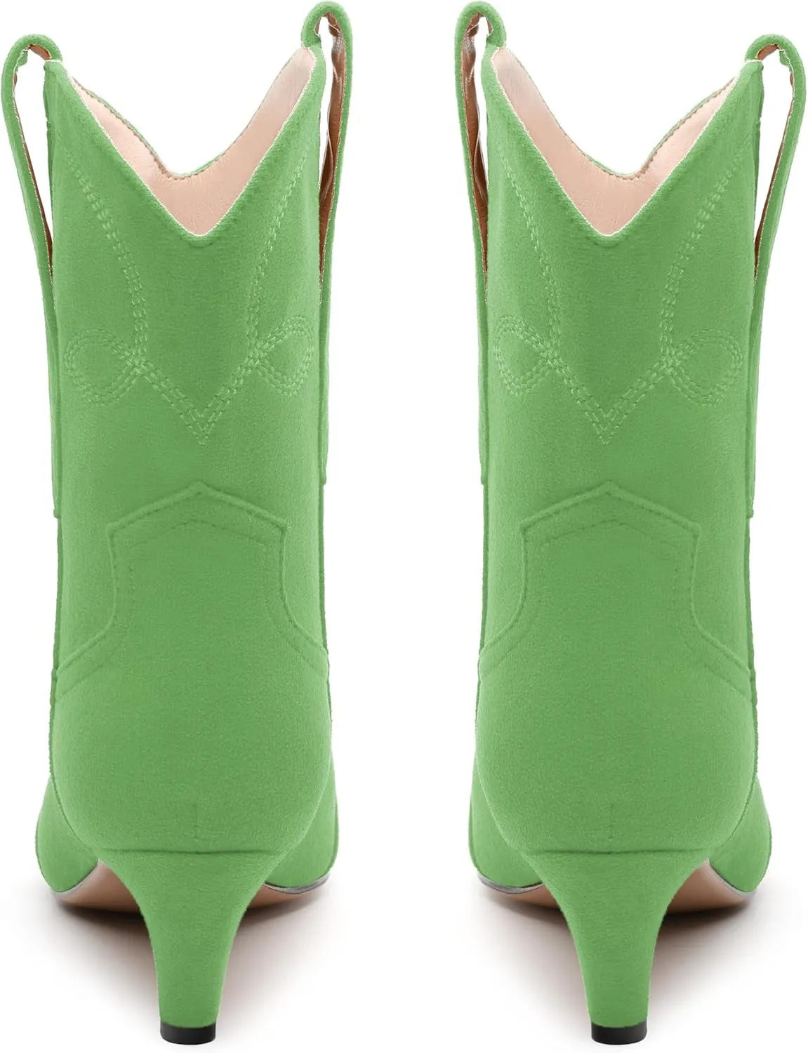 WAYDERNS Women's Cowboy Ankle Boots Western Low Kitten Heel Square Toe 2 Inch Short Booties Comfortable Casual Prom Party Pull on Fall Winter Shoes