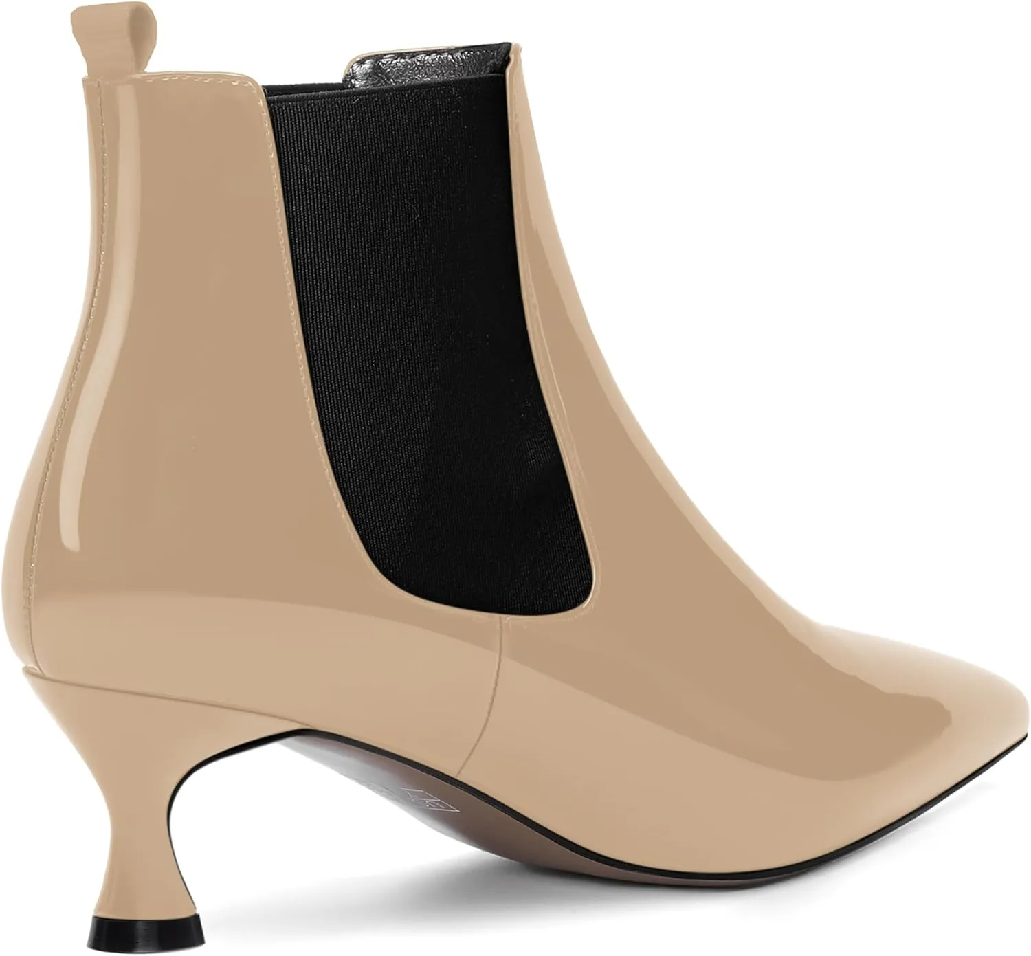 WAYDERNS Womens Pointed Toe Office Cute Bungee Patent Kitten Low Heel Ankle High Boots 2 Inch