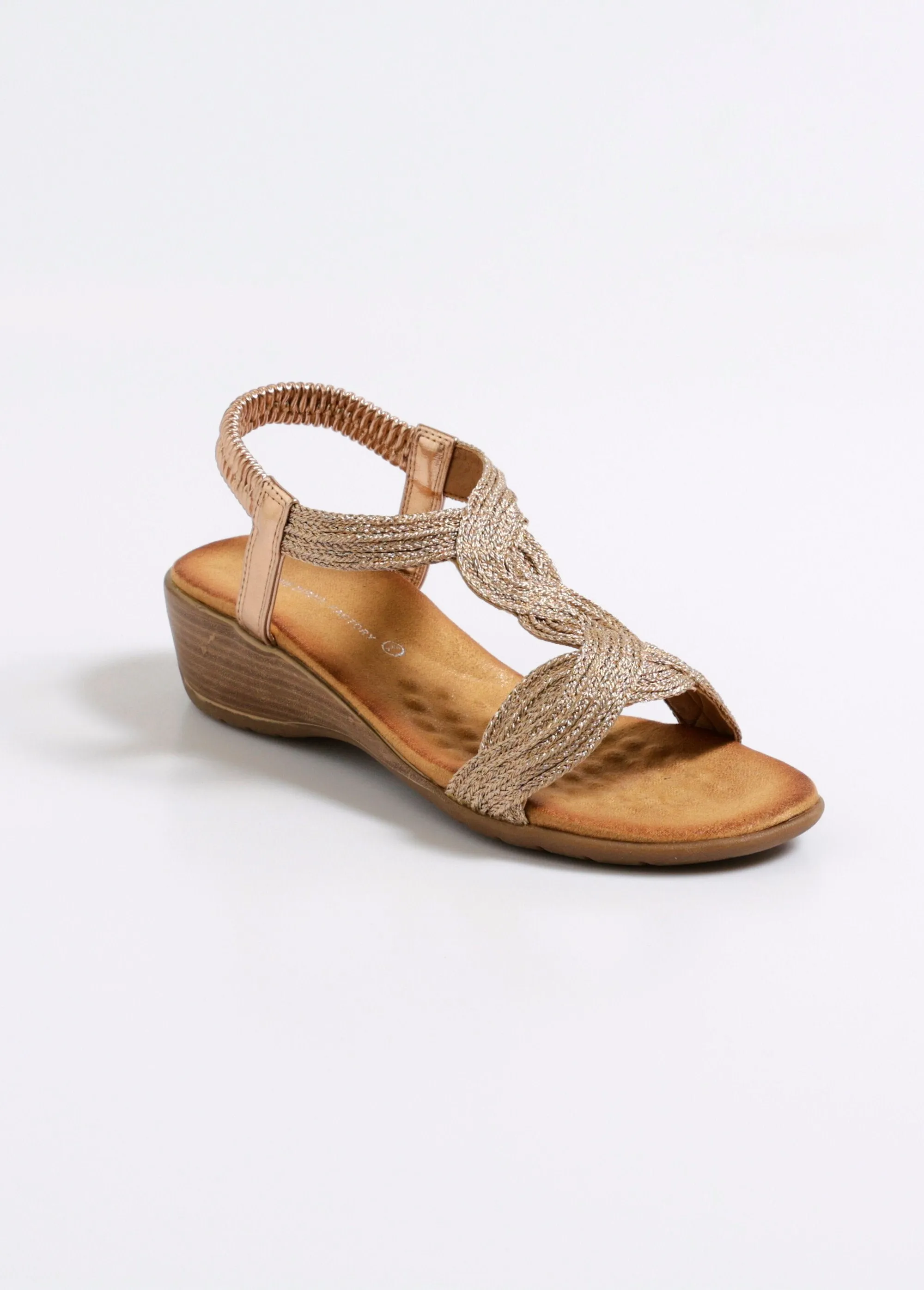Wedge sandals with intertwined straps