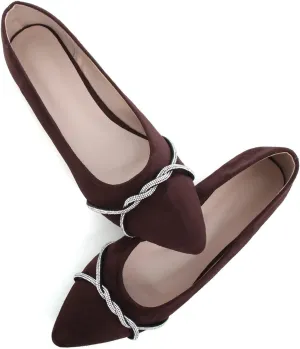 WENJIAZHIZHI Womens Ballet Flats Shoes Black Chains Slip-On Loafers Flat Dress Shoes for Women Dressy Comfortable Pointed Toe