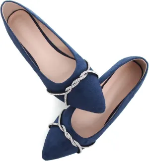 WENJIAZHIZHI Womens Ballet Flats Shoes Black Chains Slip-On Loafers Flat Dress Shoes for Women Dressy Comfortable Pointed Toe