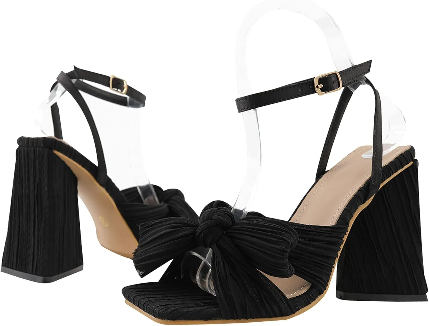 WENJIAZHIZHI Womens Bow-Knot Heeled Sandals Dress Pumps Shoes for Women Chunky Block Heels Dressy Summer Sexy Wedding Party