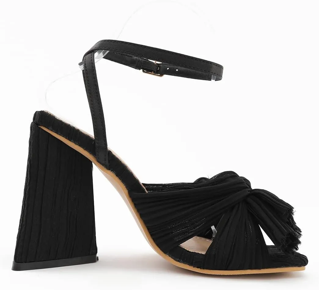 WENJIAZHIZHI Womens Bow-Knot Heeled Sandals Dress Pumps Shoes for Women Chunky Block Heels Dressy Summer Sexy Wedding Party
