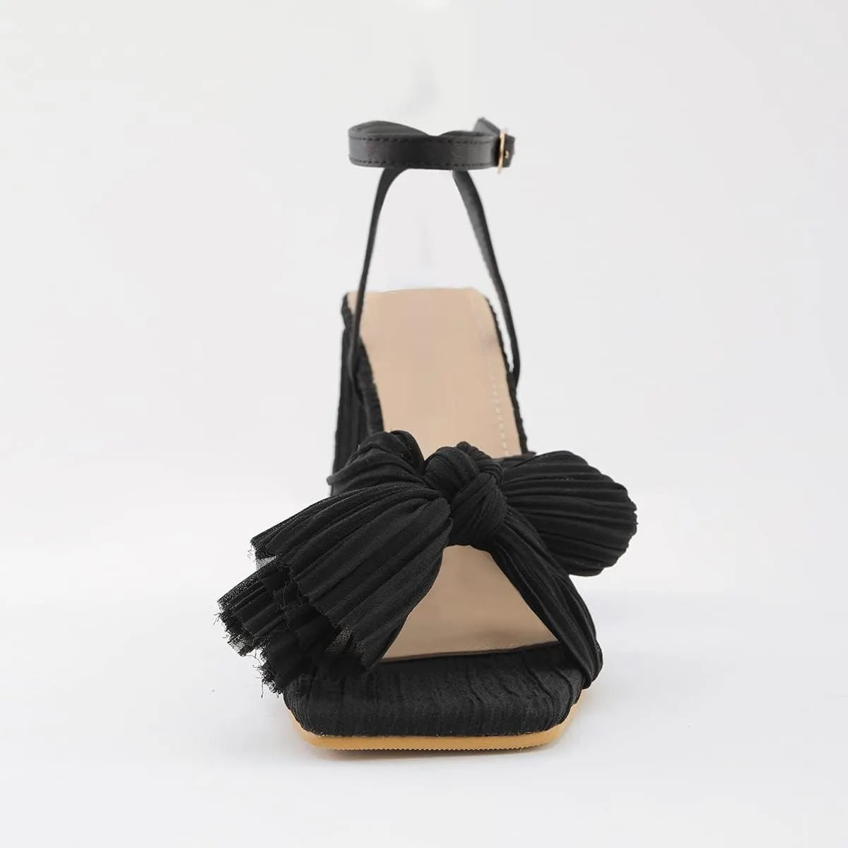 WENJIAZHIZHI Womens Bow-Knot Heeled Sandals Dress Pumps Shoes for Women Chunky Block Heels Dressy Summer Sexy Wedding Party