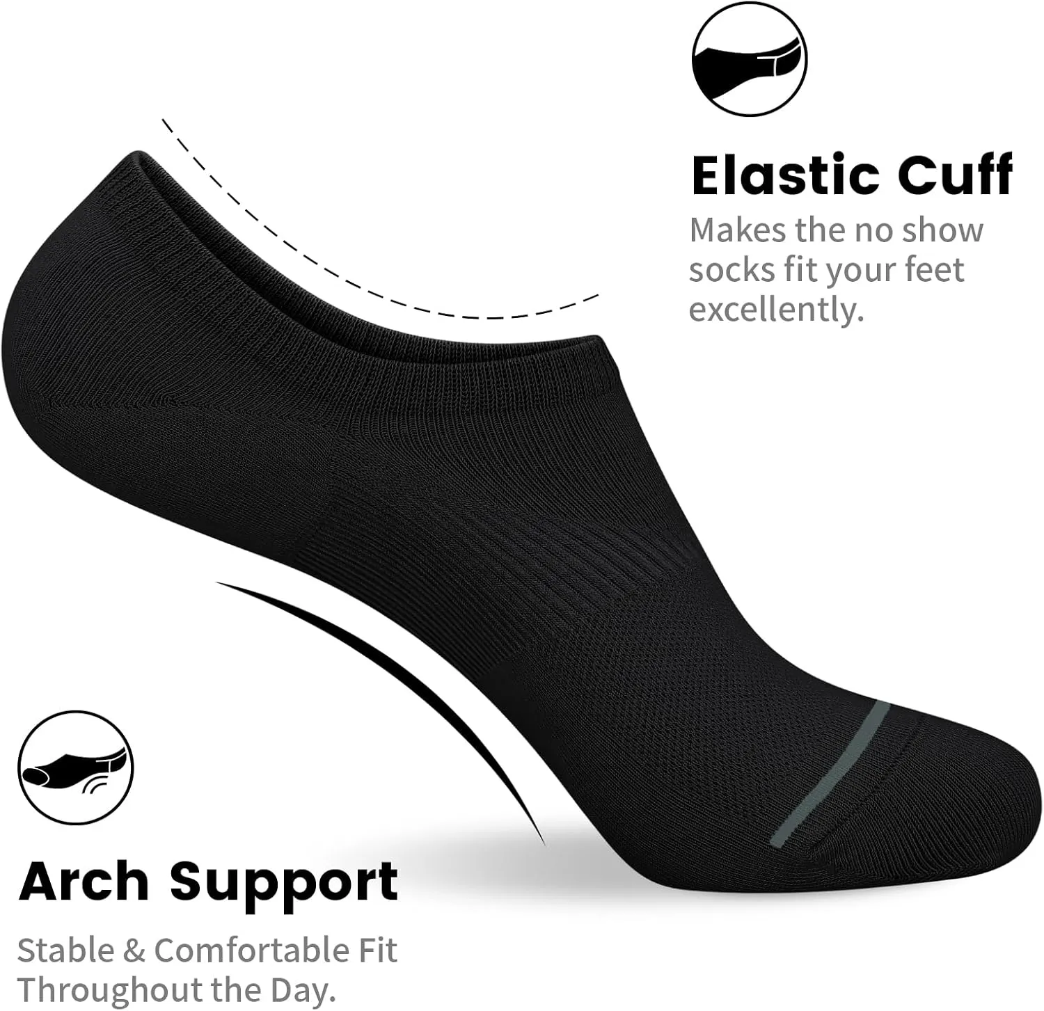 wernies 10 Pairs No Show Socks Men Low Cut Ankle Short Casual Thin Invisible Socks with Non Slip Grips