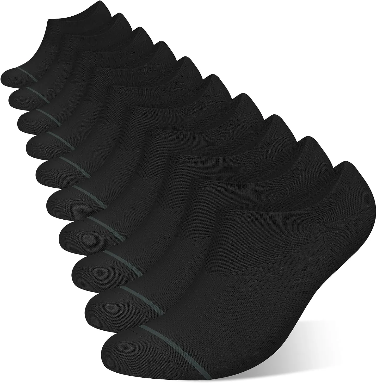 wernies 10 Pairs No Show Socks Men Low Cut Ankle Short Casual Thin Invisible Socks with Non Slip Grips