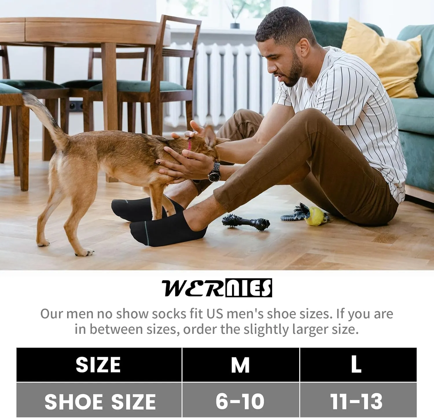 wernies 10 Pairs No Show Socks Men Low Cut Ankle Short Casual Thin Invisible Socks with Non Slip Grips