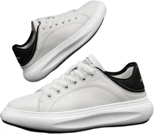 White Sneakers PU Leather Breathable Casual Slip On Platform for Women Non Slip Thick Sole Sporty Skate Shoes for Walking Travel Work Daily Wear