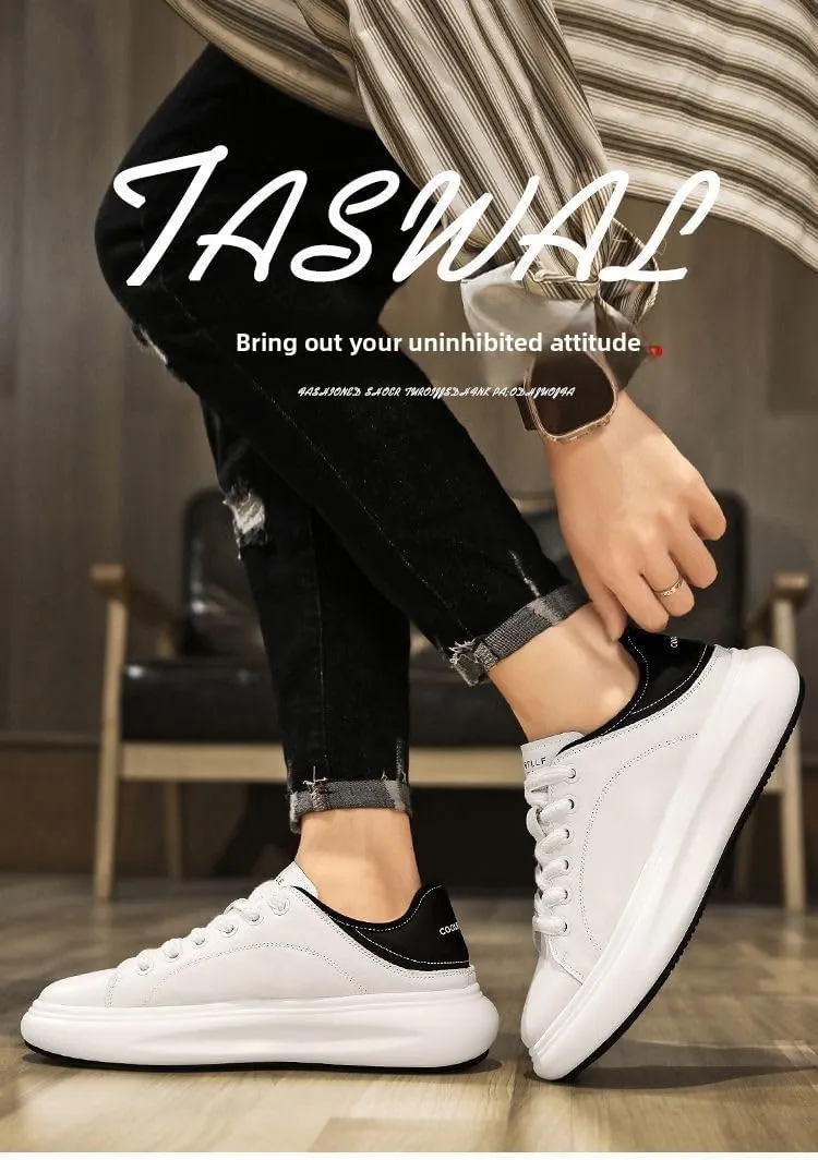 White Sneakers PU Leather Breathable Casual Slip On Platform for Women Non Slip Thick Sole Sporty Skate Shoes for Walking Travel Work Daily Wear