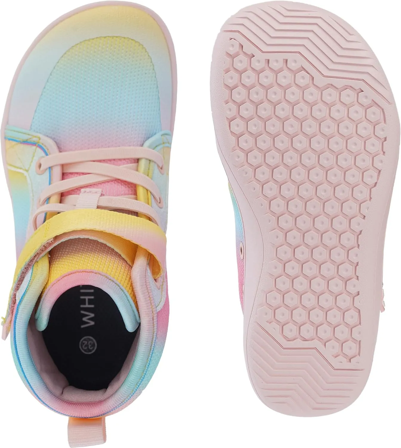 WHITIN Kids/Toddler Wide Barefoot Shoes | Girls/Boys Classic High Top Sneakers | Wide Foot Freedom | Natural Growth