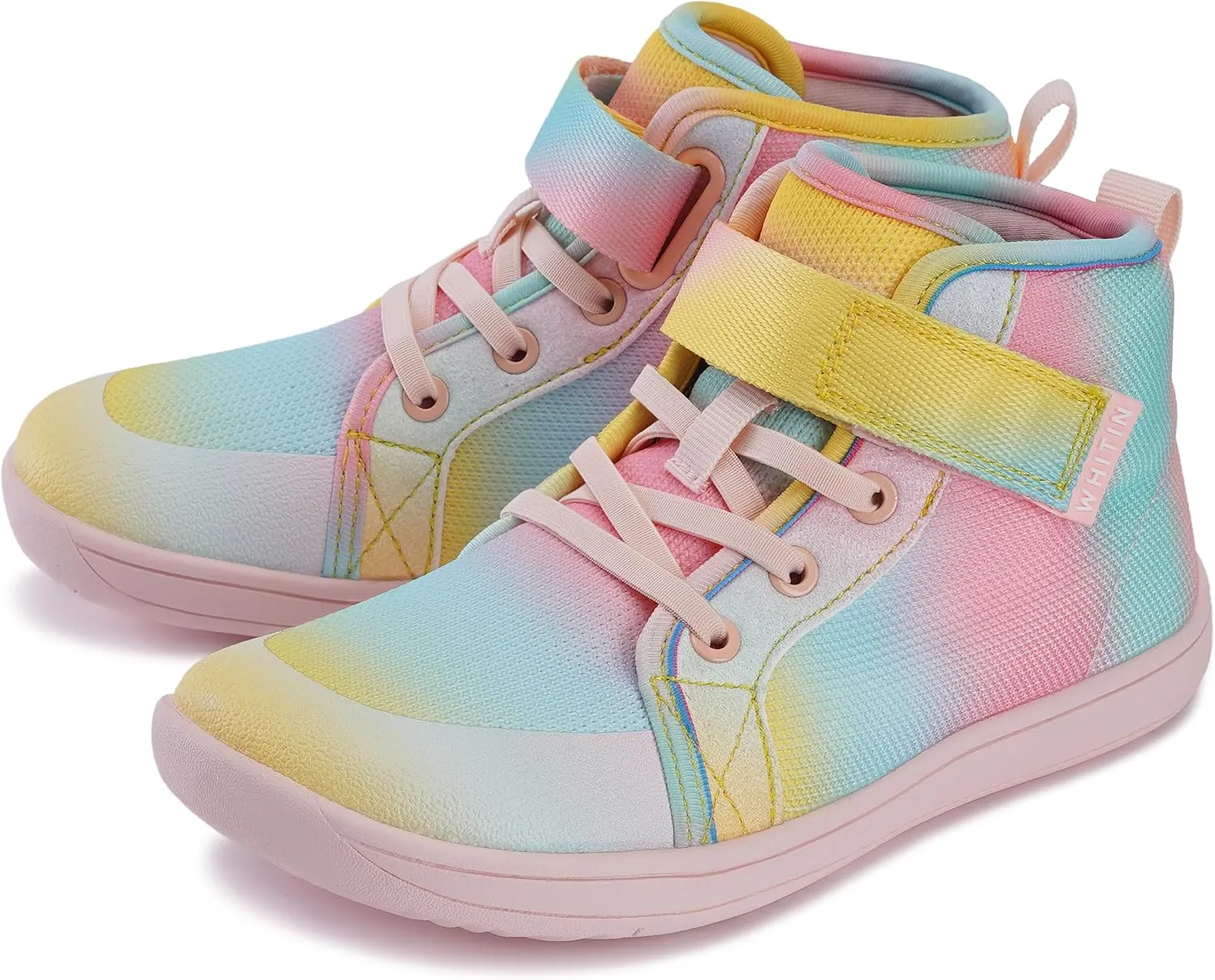 WHITIN Kids/Toddler Wide Barefoot Shoes | Girls/Boys Classic High Top Sneakers | Wide Foot Freedom | Natural Growth