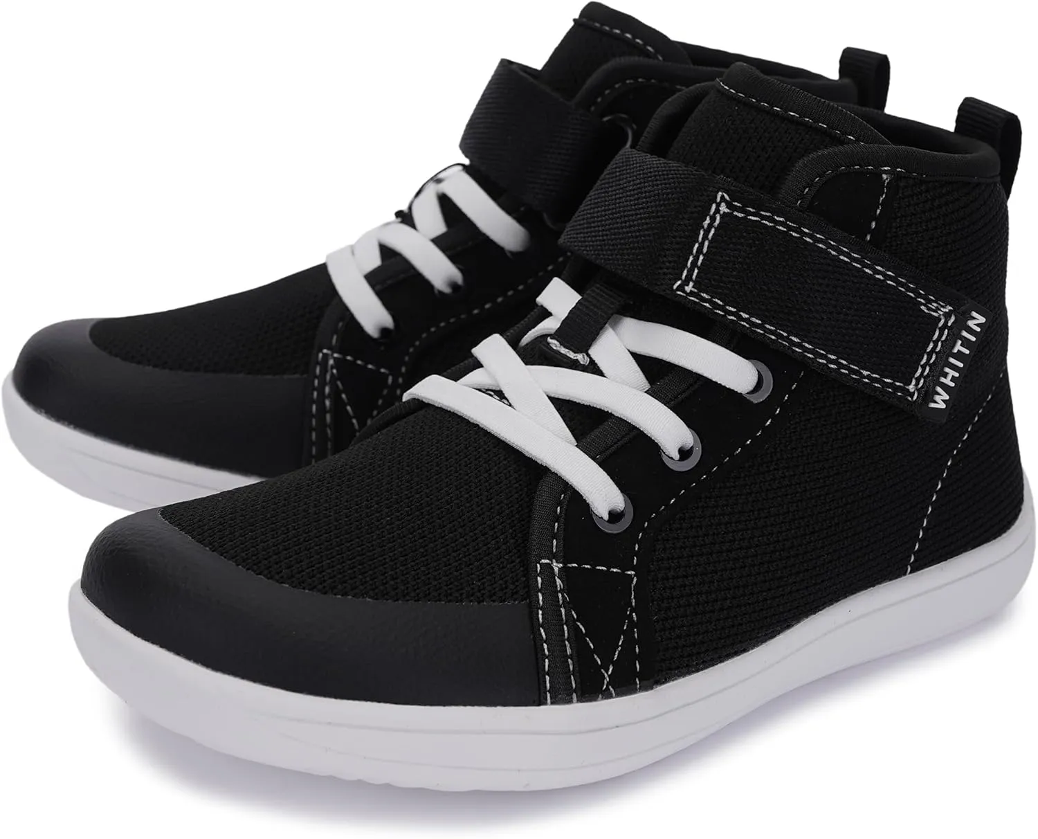 WHITIN Kids/Toddler Wide Barefoot Shoes | Girls/Boys Classic High Top Sneakers | Wide Foot Freedom | Natural Growth