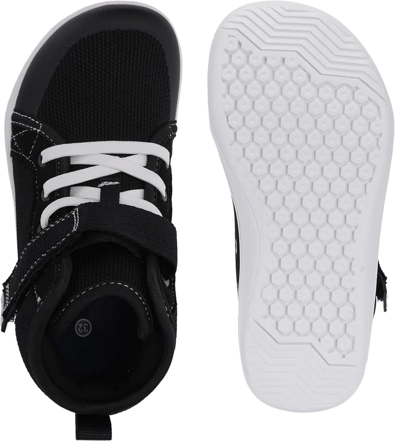 WHITIN Kids/Toddler Wide Barefoot Shoes | Girls/Boys Classic High Top Sneakers | Wide Foot Freedom | Natural Growth