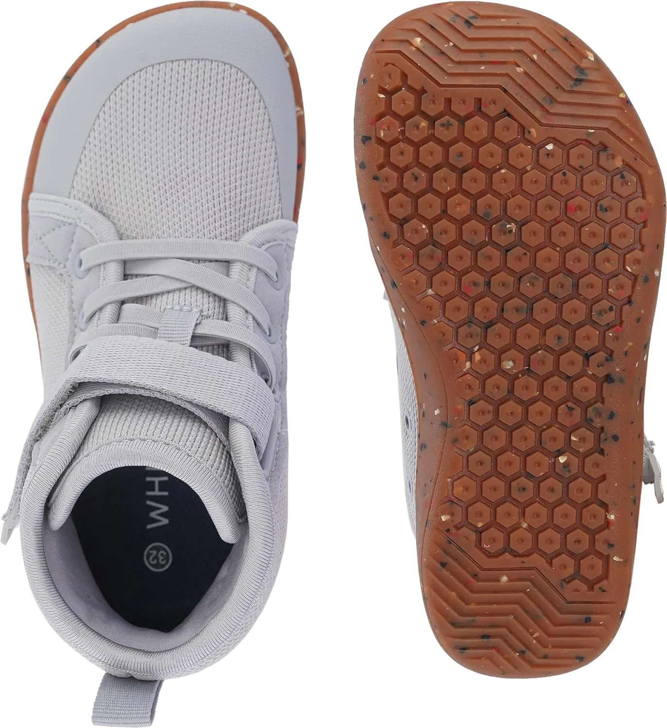 WHITIN Kids/Toddler Wide Barefoot Shoes | Girls/Boys Classic High Top Sneakers | Wide Foot Freedom | Natural Growth