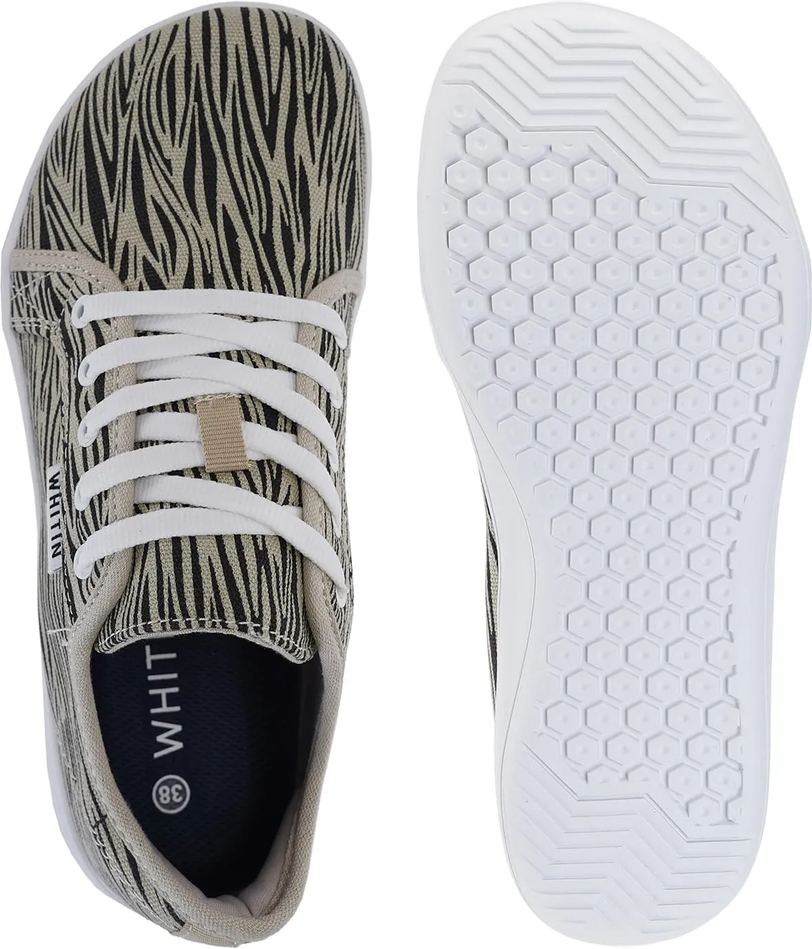WHITIN Women's Canvas/Leather Barefoot Shoes | Wide Width Minimalist Sneakers | Classic Fit Low Top