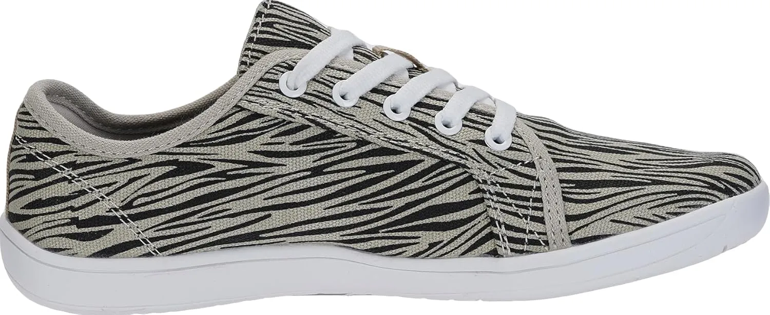 WHITIN Women's Canvas/Leather Barefoot Shoes | Wide Width Minimalist Sneakers | Classic Fit Low Top