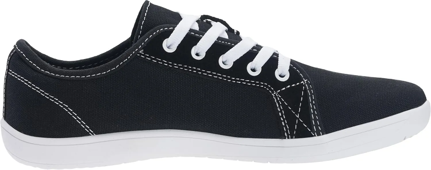 WHITIN Women's Canvas/Leather Barefoot Shoes | Wide Width Minimalist Sneakers | Classic Fit Low Top