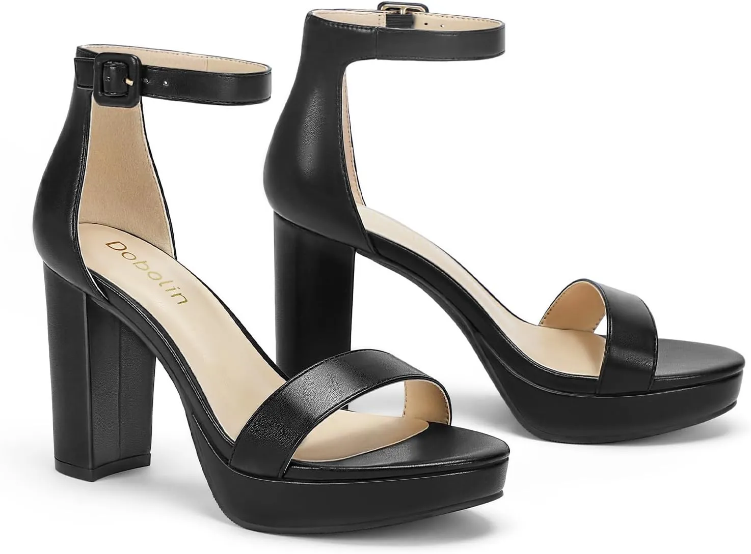 Wide Width Heels for Women Platform Heels 4-Inch Ankle Strap Open Toe Sandals Wedding Party Dress Shoes