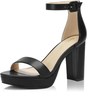 Wide Width Heels for Women Platform Heels 4-Inch Ankle Strap Open Toe Sandals Wedding Party Dress Shoes
