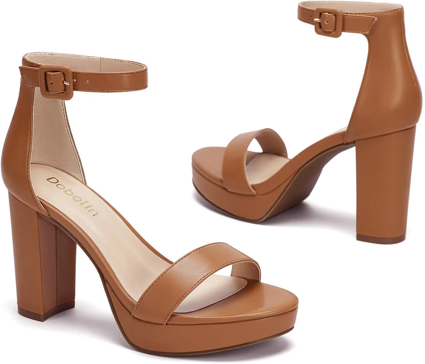Wide Width Heels for Women Platform Heels 4-Inch Ankle Strap Open Toe Sandals Wedding Party Dress Shoes