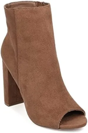 Wild Diva Morris-03 Women's Stylish Peep Toe Slouch Ankle Boots Chunky Stacked Heels Bootie