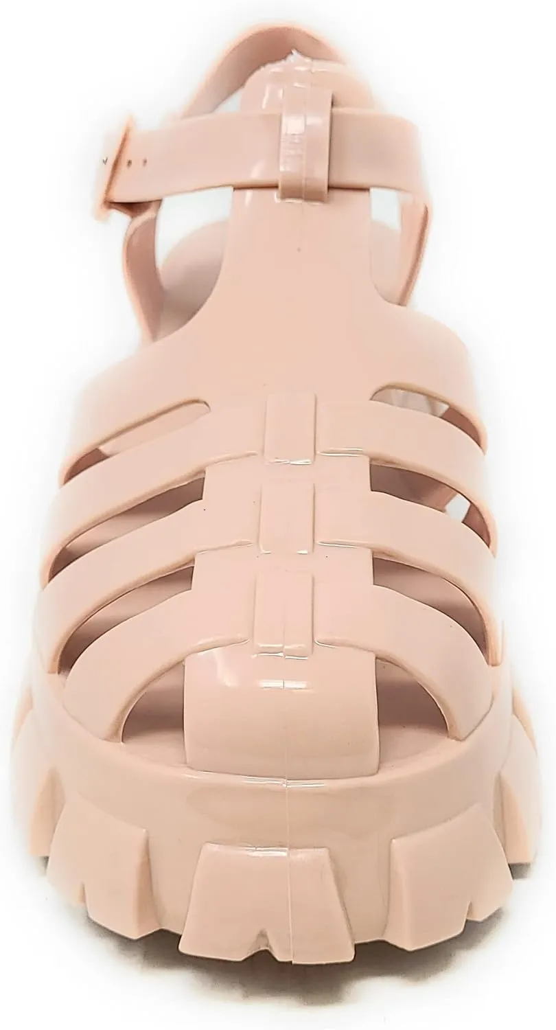 Wild Diva Women's Caged Chunky Heel Caged Jelly Sandals Paree-01