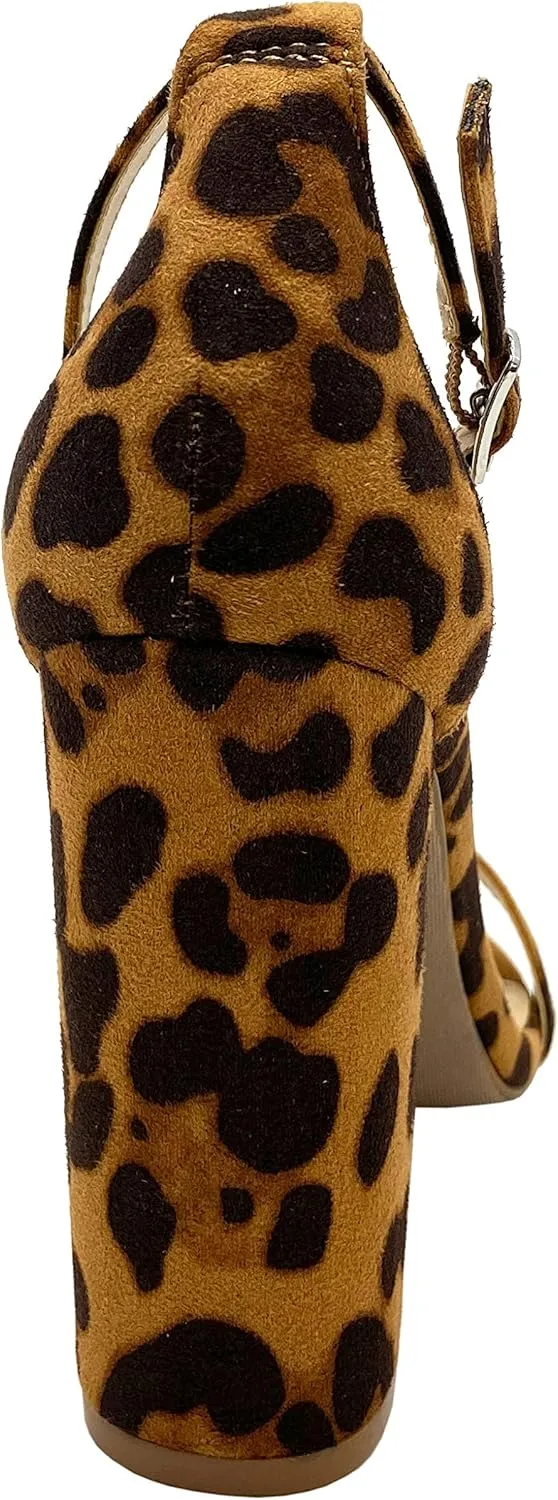 Wild Diva Women's High Chunky Block Heel Pump Dress Heeled Sandals