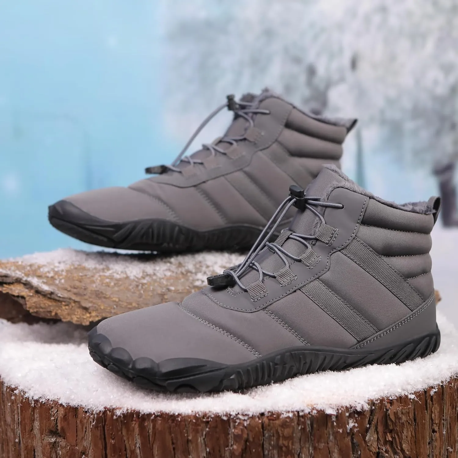 Winter Snow Boots for Women & Men | Minimalist Winter Snow Boots Barefoot | Warm Ankle Booties | Zero Drop Sole | Wide Toe Box | Slip on Sneakers | Waterproof Fur Lining Warm Snow Ankle Boots