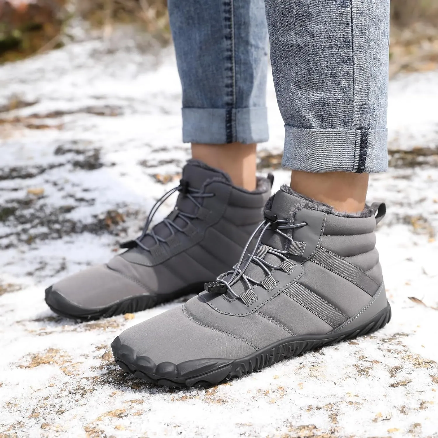 Winter Snow Boots for Women & Men | Minimalist Winter Snow Boots Barefoot | Warm Ankle Booties | Zero Drop Sole | Wide Toe Box | Slip on Sneakers | Waterproof Fur Lining Warm Snow Ankle Boots