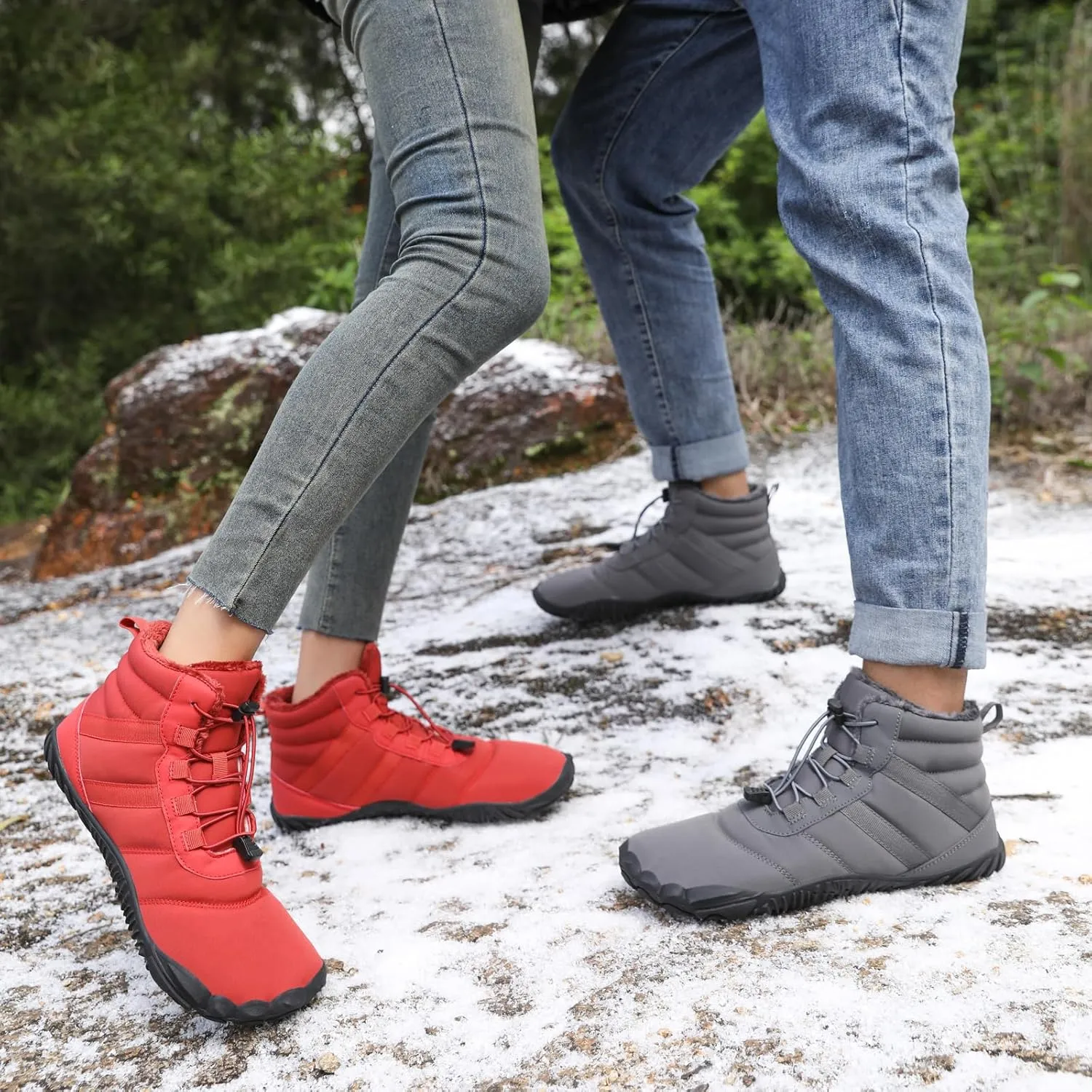 Winter Snow Boots for Women & Men | Minimalist Winter Snow Boots Barefoot | Warm Ankle Booties | Zero Drop Sole | Wide Toe Box | Slip on Sneakers | Waterproof Fur Lining Warm Snow Ankle Boots