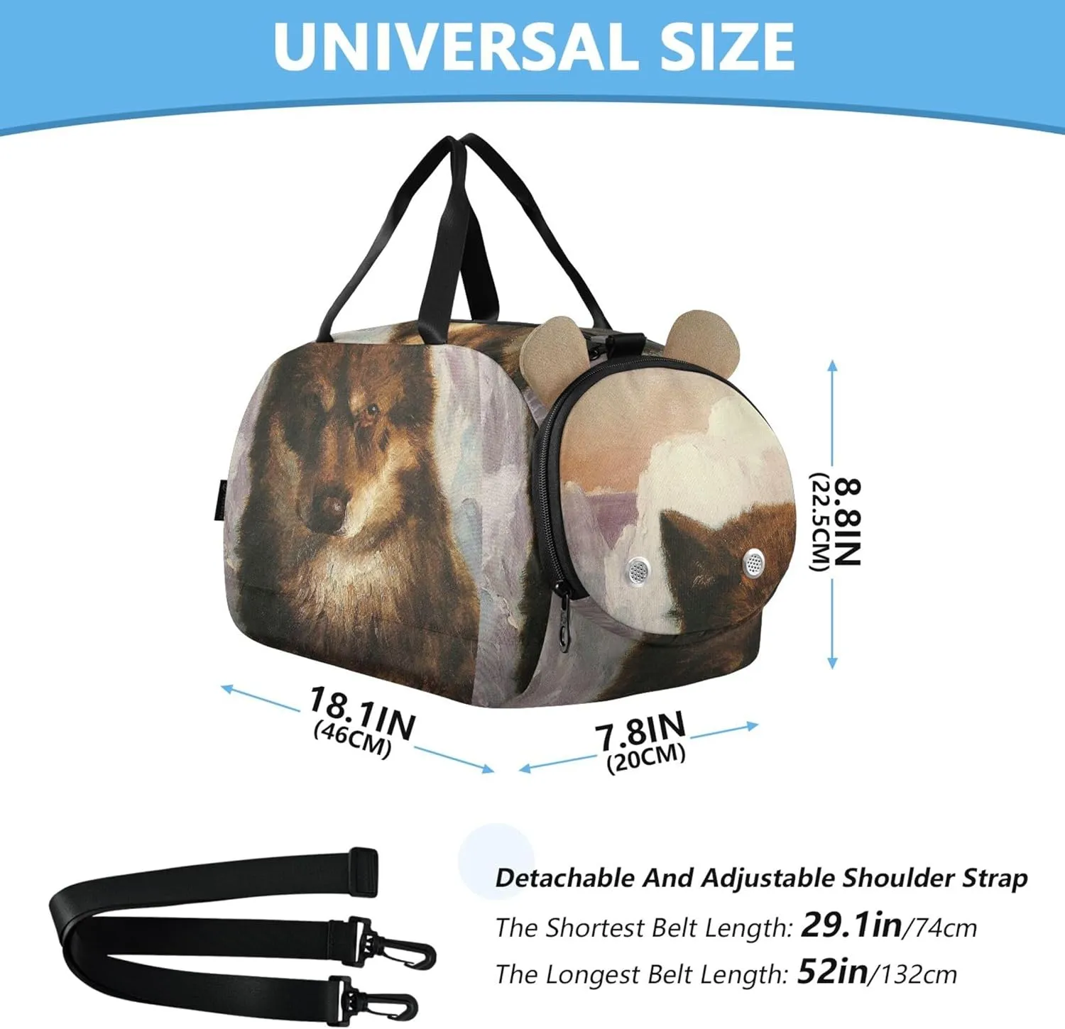 Wolf Print Frederic Edwin Church Girls Tote Duffle Bags Travel Weekend Duffel Overnight Carry on Duffel Bag Boys Gym Duffle Kids Luggage