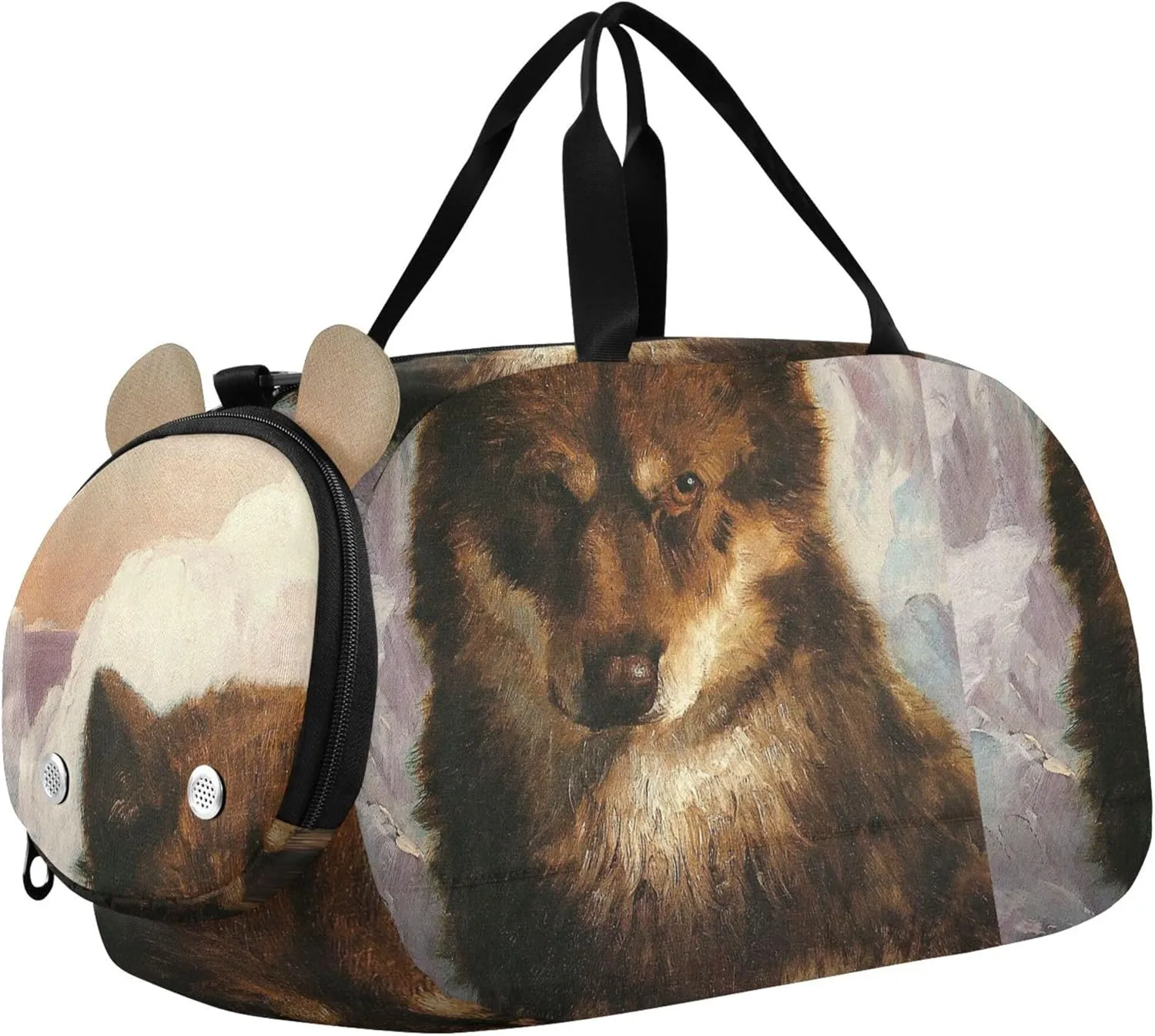 Wolf Print Frederic Edwin Church Girls Tote Duffle Bags Travel Weekend Duffel Overnight Carry on Duffel Bag Boys Gym Duffle Kids Luggage