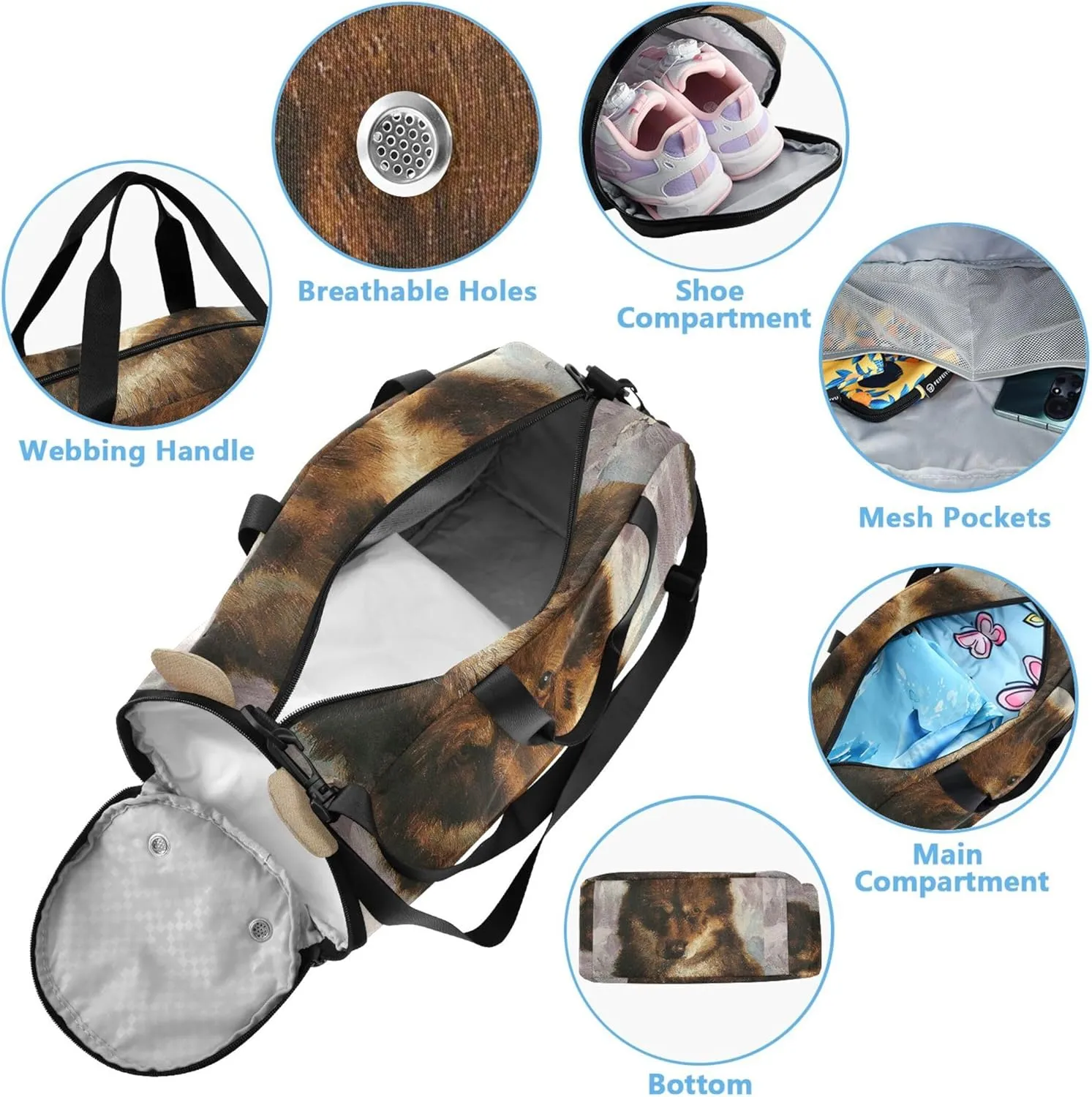Wolf Print Frederic Edwin Church Girls Tote Duffle Bags Travel Weekend Duffel Overnight Carry on Duffel Bag Boys Gym Duffle Kids Luggage