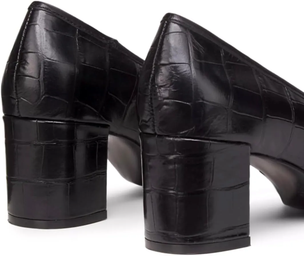 Women Fashion Chunky High Heel Pumps Square Toe Bow Dress Pumps Crocodile Closed Toe Heeled Sandals 3 Inch Block Heels Slip On Dress Shoes Sexy Comfy Office Ladies Party 4-11 M US