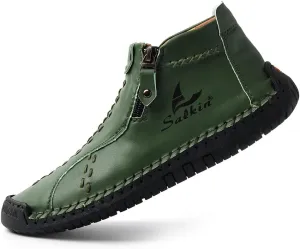 Women Handmade Ankle Boots Casual Outdoor Fashion Shoes Zipper Opening Female Sneakers for All Seasons Vintage Style Footwear, Pink, Green, Yellow and Purple for Options