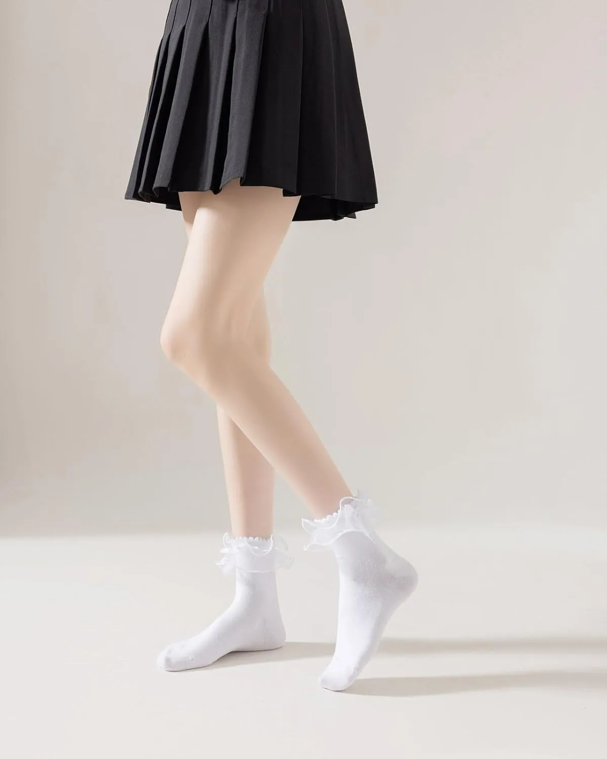 Women Lace Socks Ruffle Frilly Socks - Comfortable Cotton Cute Princess Lolita socks with Bow