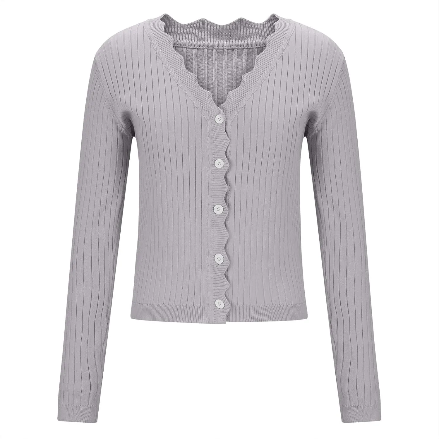 Women Open Front Cropped Cardigans Button Down Loose Casual Sweater Long Sleeve Fall Fashion Classic Sweater