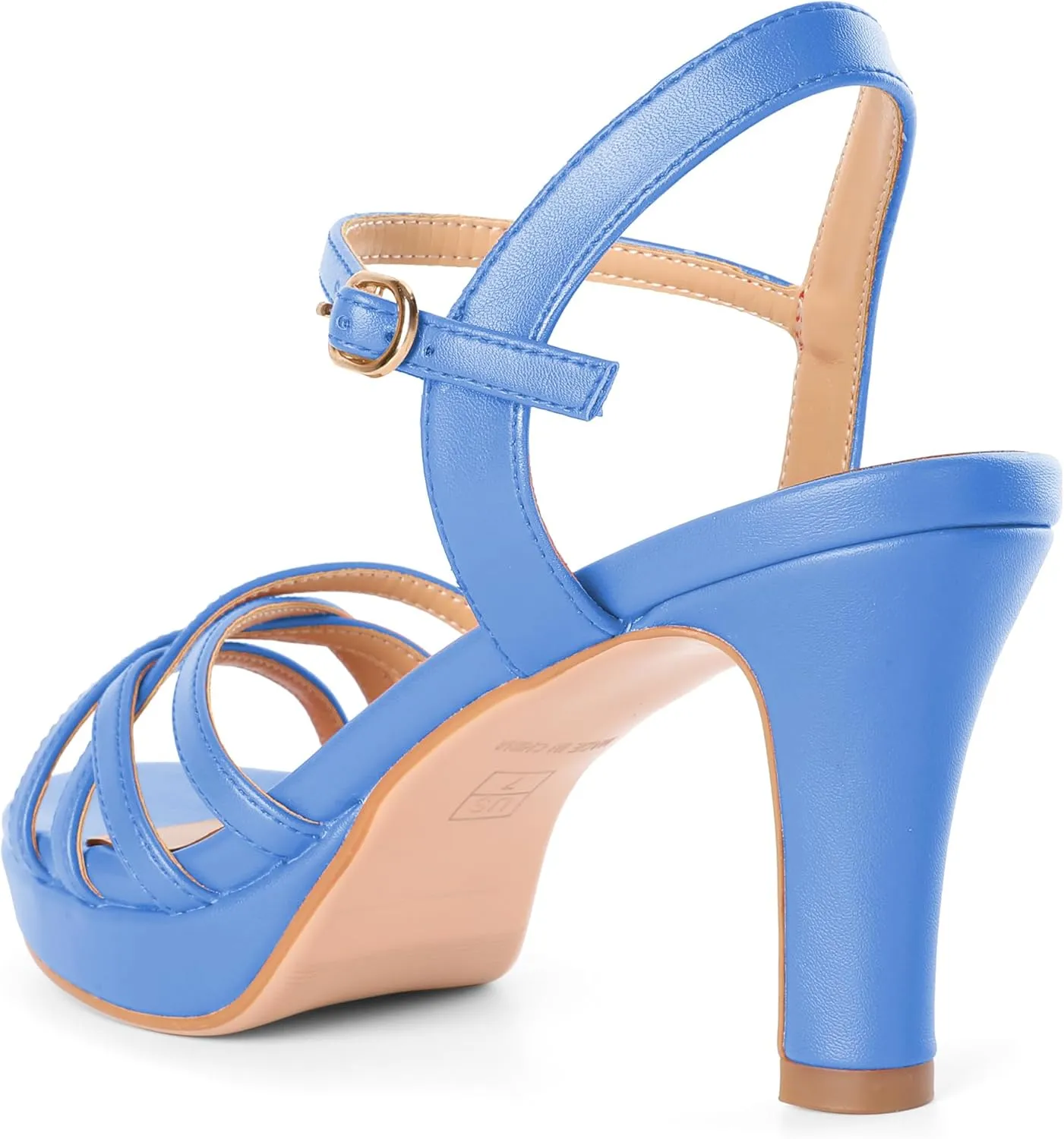 Women Platform Heel Sandals Strappy Heel Sandals Chunky Heel Sandals Open Toe Sandals Slingback Heel Sandals Comfort Dressy for Evening Party 3.5 Inch