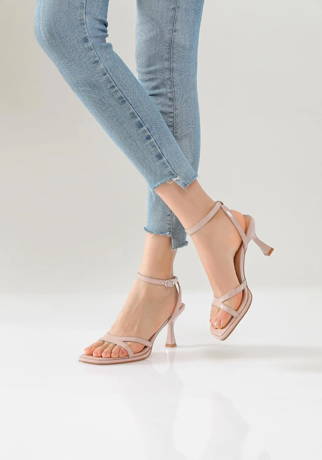 Women's Ankle Strap High Heel Sandals, Square Open Toe Chunky Heel High Heels, Suitable For Daily Party Wedding Wear