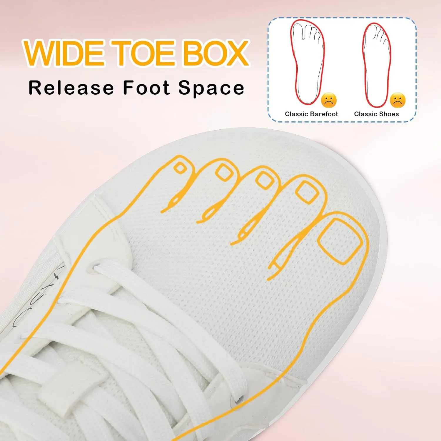 Womens Barefoot Walking Shoes Wide Toe Fashion Sneakers Comfortable Casual Shoes Zero Drop Minimalist Shoes