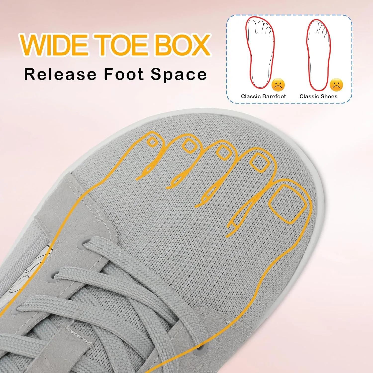 Womens Barefoot Walking Shoes Wide Toe Fashion Sneakers Comfortable Casual Shoes Zero Drop Minimalist Shoes