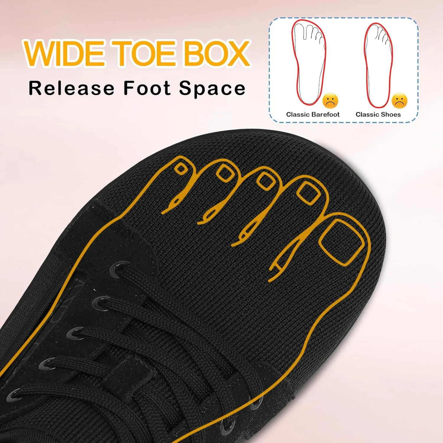 Womens Barefoot Walking Shoes Wide Toe Fashion Sneakers Comfortable Casual Shoes Zero Drop Minimalist Shoes